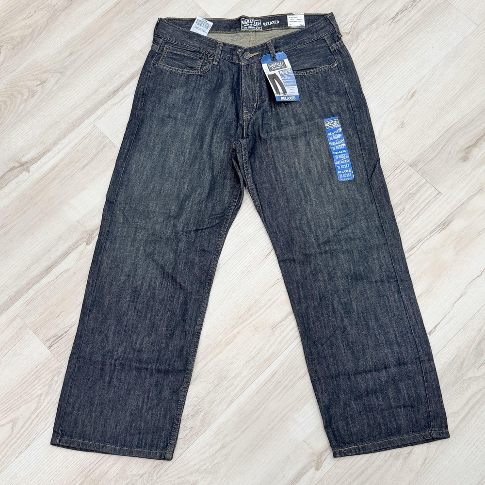 Signature By Levi Strauss Jeans Boys 18 Husky 34x28 Blue Relaxed Straight Denim